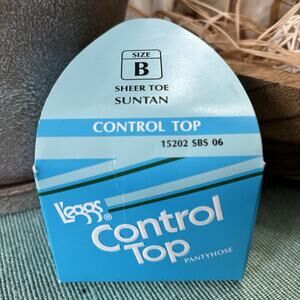 Vintage 90's L'eggs Control Top Pantyhose Size B Sheer Toe Suntan NIP Made USA